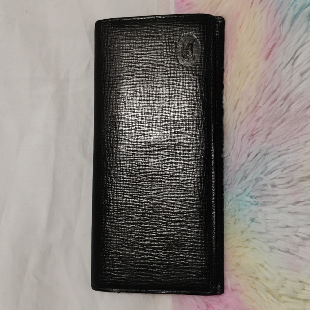 Authentic Burberry Vintage Long Black Leather Wallet Gently Used